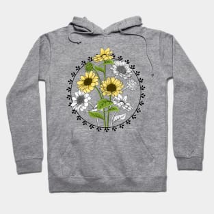 Sunflowers Line Art Design Hoodie